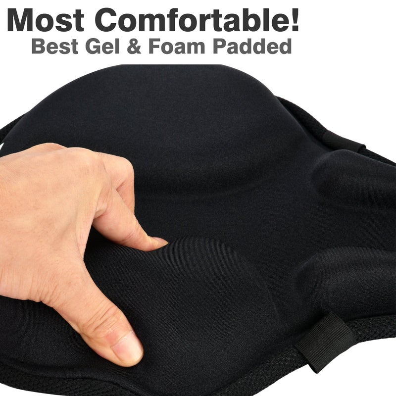 DAWAY C6 Large Comfortable Exercise Bike Seat Cover - Wide Soft Foam & Gel Padded Bicycle Saddle Cushion for Women Men Seniors  Fits for Peloton  Stationary  Cruiser Bikes  Indoor Outdoor Cycling - Image 3